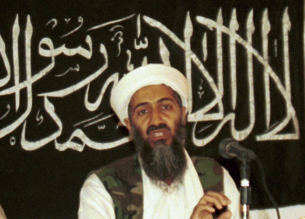 In this 1998 file photo made available on March 19, 2004, Osama bin Laden appears at a news conference in Khost, Afghanistan.