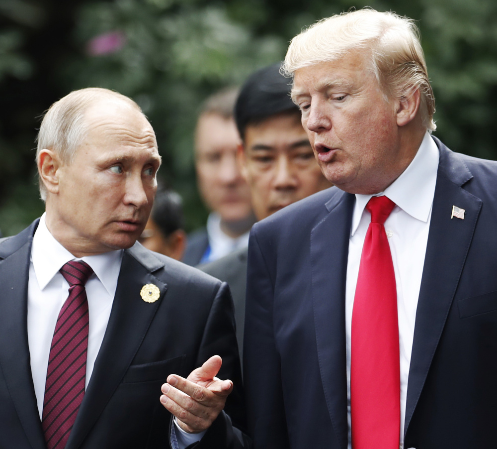 In trying to clarify his earlier remarks on Russia, President Trump said Sunday he believes that Russia President Vladimir Putin believes Russia didn't meddle in U.S. elections.