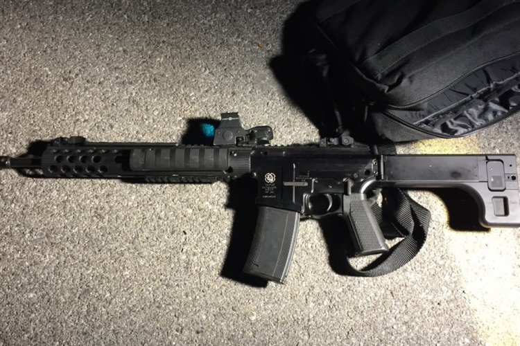 This is one of the weapons used in a shooting in Cheektowaga, N.Y., on Wednesday. A man armed with two semi-automatic rifles opened fire on a suburban Buffalo retail store, wounding one man before being tackled by police.