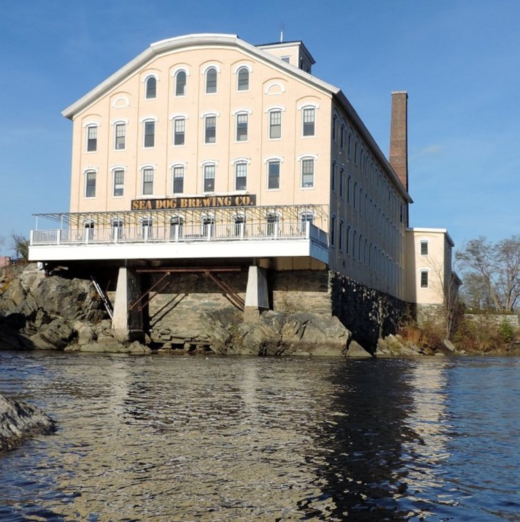 The Pejepscot paper mill was built in 1868 and now houses the Sea Dog Brewery. It is the oldest paper mill structure still standing in Maine.