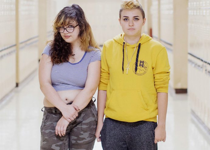 Izzy Smith, left, and Alexander Fitzgerald, both 18-year-old seniors at Deering High School in Portland, helped shape the policy that city school officials created to address transgender issues.