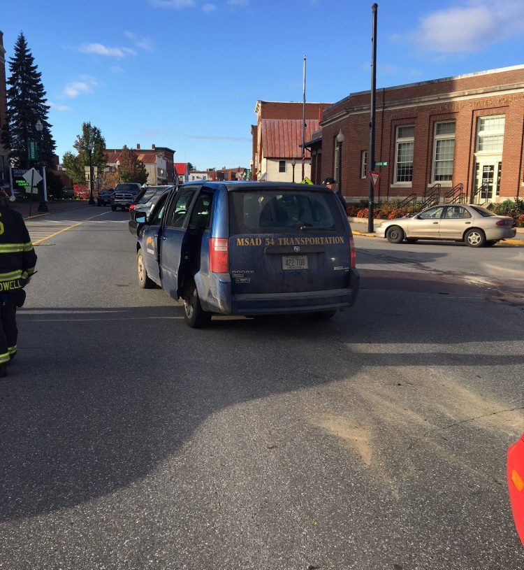 A van carrying schoolchildren was hit in the rear by a Ford Focus that police say was following too closely. One girl in the van complained of neck pain and was taken to Redington-Fairview General Hospital, while three boys who were not injured were taken to the hospital to await their parents.