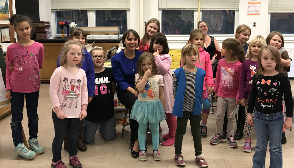 Winthrop's Daisey and Grownie Girl Scout Troop 484 were visited by Sen. Shenna Bellows, D-Manchester, on Oct. 17. Front, from left, are Kelsey Glynn, Willow Mudie, Aurora Sage, Justyna Emery, Haley Poulin and Eve Hughes. Back, from left, are Amelia Freeman, Jennifer Ackerman, Lelia Brown, Bellows, Sarah Currier, Sarah Trask, Janela Emery, Jennifer Everet, parent; Grace Folsom and Caitlyn Dahl.