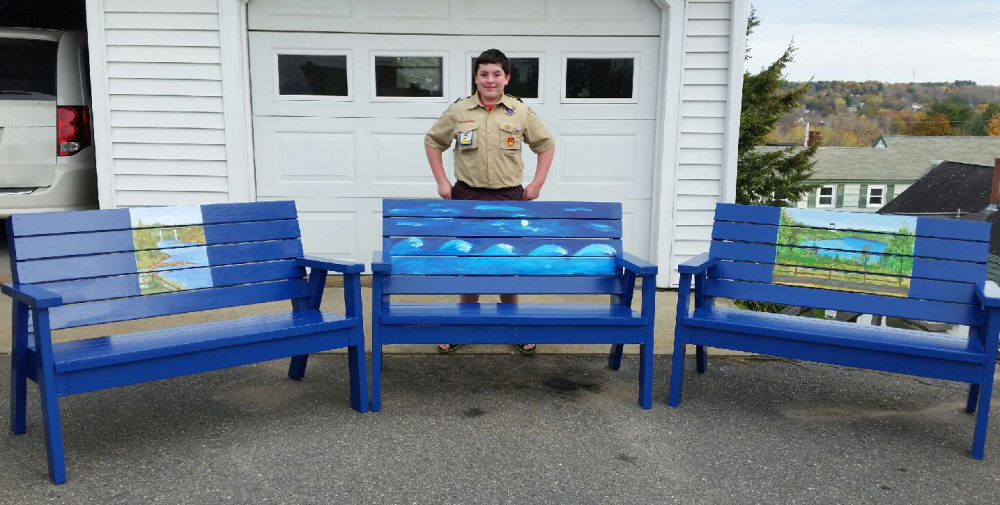 Boy Scout Troop 603's Eric McDonnell, of Augusta, recently finished making three wooden benches as part of his Eagle Scout Project. The benches will be placed next spring at Augusta's three public pools.