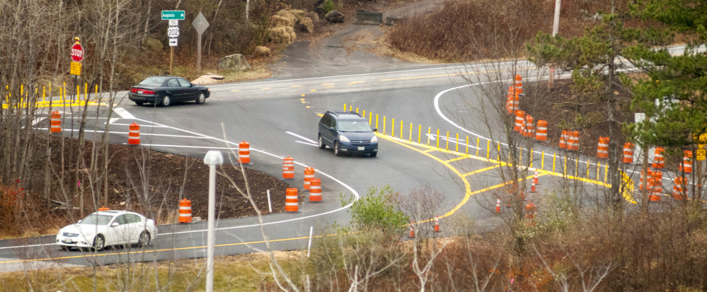 The Interstate 95 Exit 109A is re-routed onto Whitten Road on Wednesday while repairs continue to the bridge in Augusta.