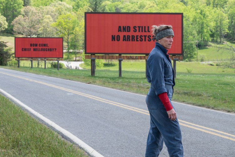 Frances McDormand in a scene of "Three Billboards Outside Ebbing, Missouri."