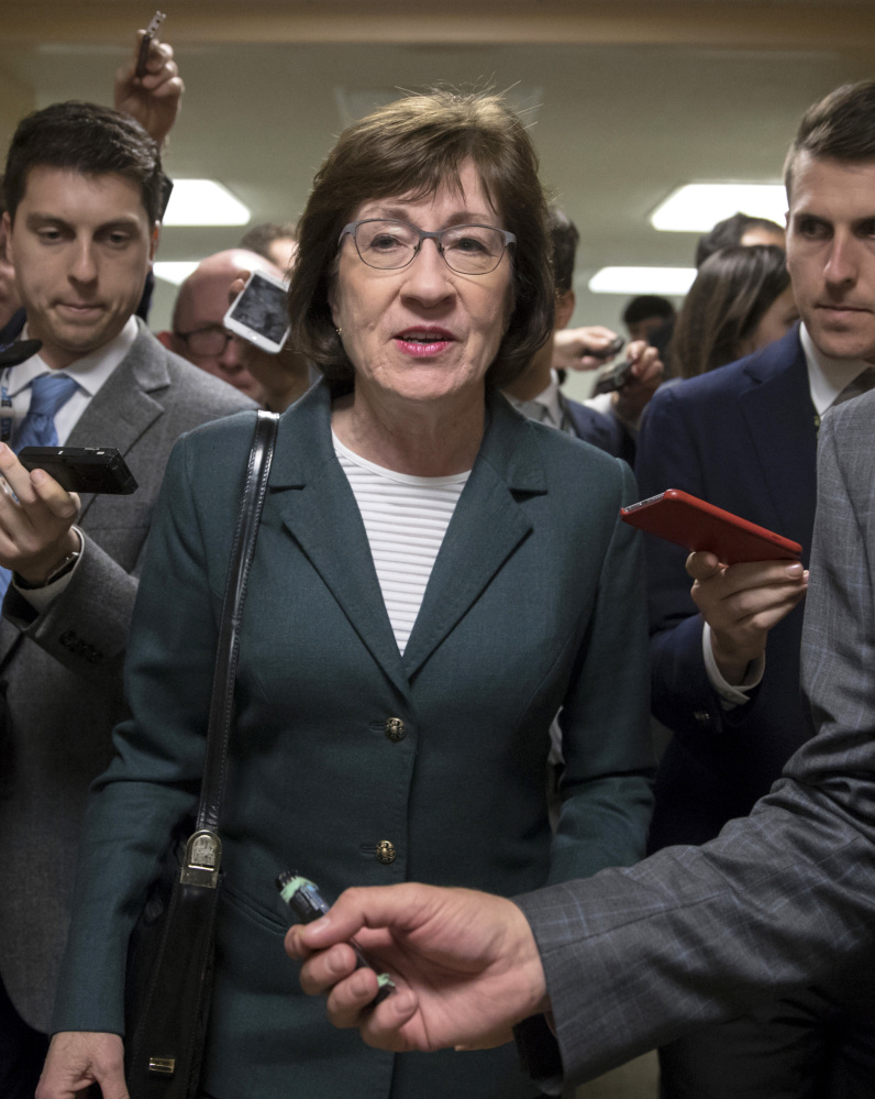 Sen. Susan Collins, R-Maine, says she will be looking closely at revisions in the tax plan.