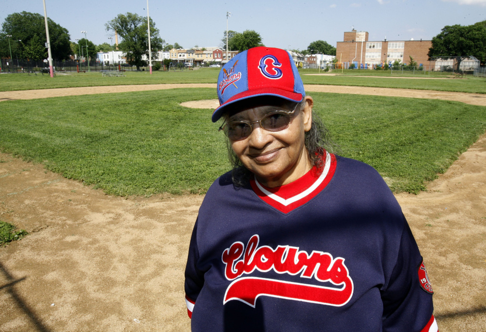 Mamie Johnson at the ballpark named for her in Washington. She wasn't allowed to try out for the all-white women's pro league portrayed in the 1992 film "A League of Their Own."