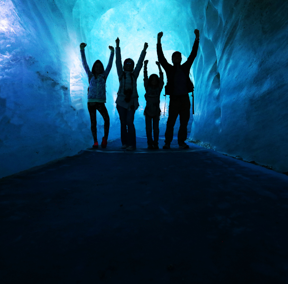 The Sueiro family walk inside an ice grotto in Charmonix, France. Of taking a leap to go abroad for a while, Jessica Sueiro says it's normal to have a difficult transition like they did, but worth the immersion.