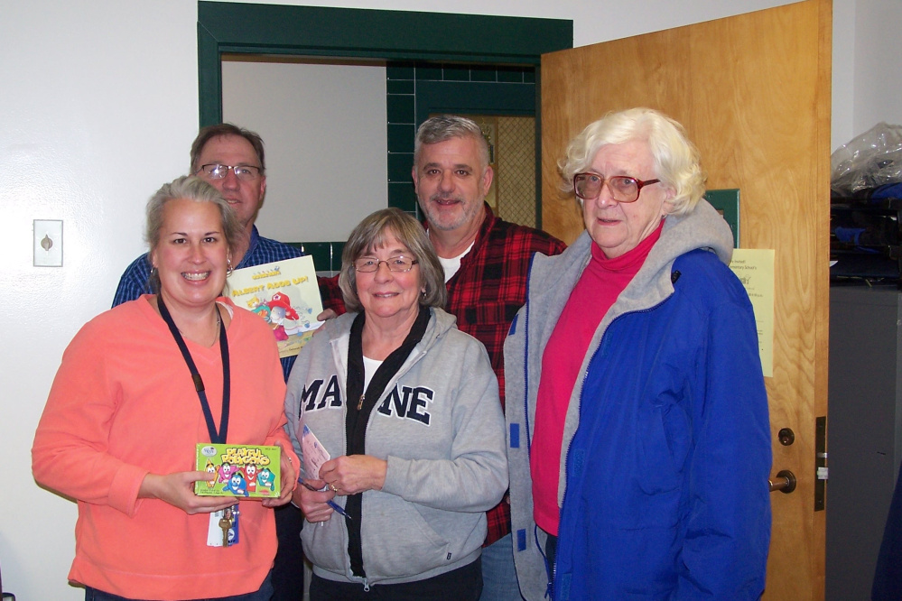 Franklin County Retired Educators recently participated in the Day of Caring initiated by the Maine Education Association Retired. In front, from left, are teacher Danielle Mathieu with FCRE members Jean Mitchell and Joanne Dunlap. In back, from left, are Phillips Elementary School Principal Jeff Pillsbury and teacher Phil Olivieri.