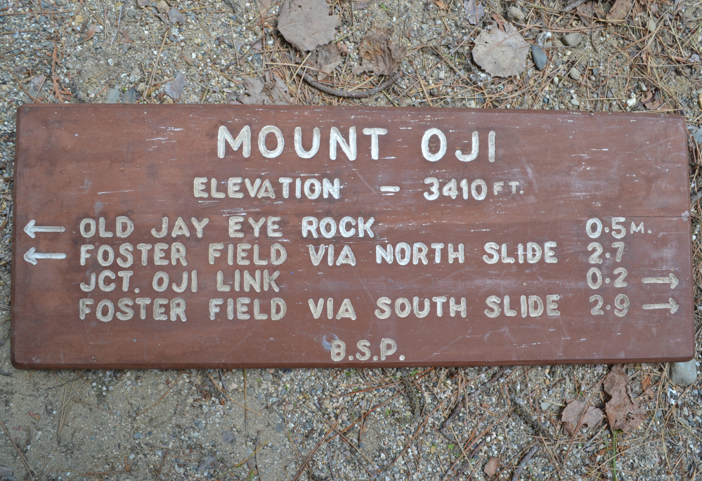 This vintage sign from Mount OJI is one of 10 signs included in the inaugural Friends of Baxter State Park sign auction.
