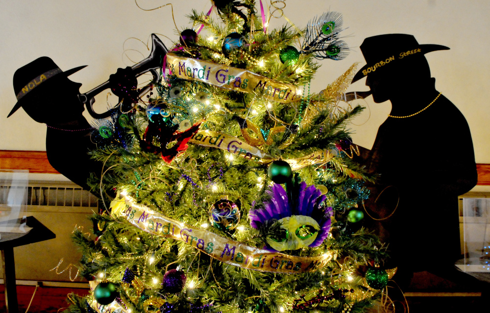 The Mardi Gras tree sponsored by the Triple C Dance Team is one of many decorated Christmas trees at the Good Will-Hinckley Festival of Trees in Fairfield. The festival begins Friday and runs through Dec. 16.