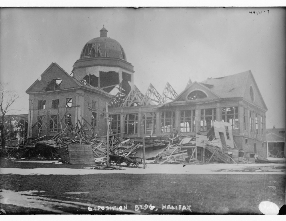 Main building of the Nova Scotia Provincial Exhibition, Halifax, Canada, damaged in the Dec. 6, 1917, explosion.
