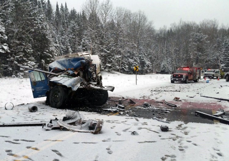 One driver died when a fuel truck and an empty tractor-trailer collided on Route 27 in Chain of Ponds Township 10 miles from the Canadian border at about 9:30 a.m. Tuesday.