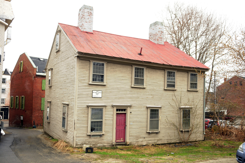 The Dummer House in Hallowell, seen on April 25, is proposed to be relocated off land near Central Street to pave the way for construction of a new municipal parking lot.