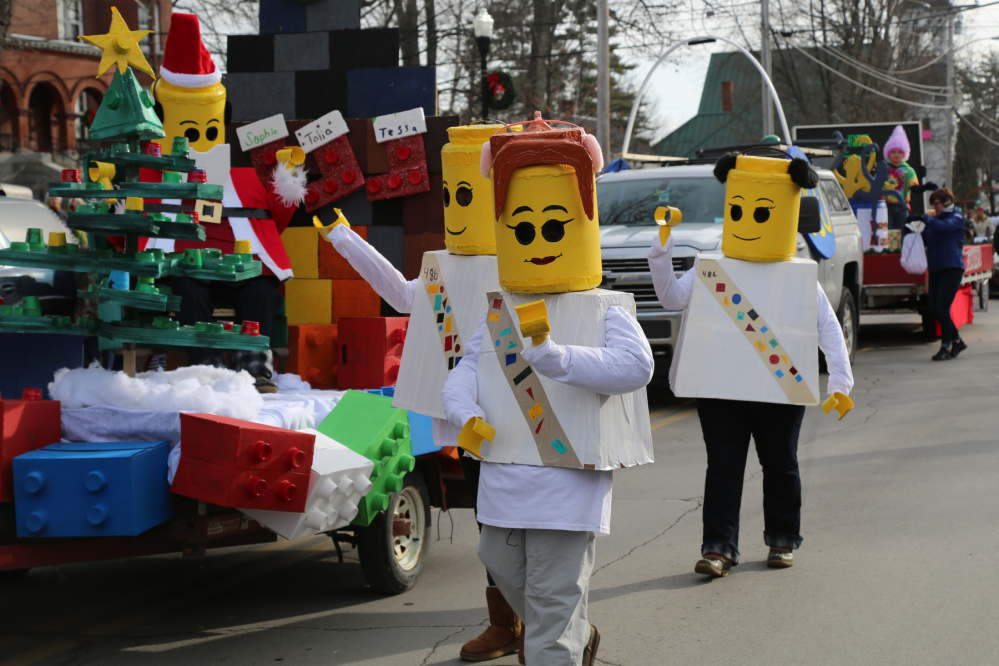 Girl Scout Troop 489 featured Legos in its Chester Greenwood parade entry.