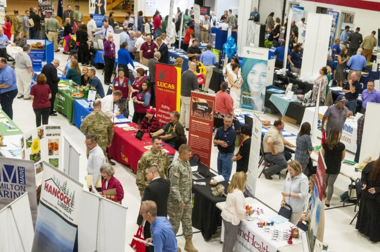 The floor is crowded with 143 employers and 10 veterans organizations during a job fair Aug. 29 at the Augusta State Armory. A new unemployment claims system the state introduced on Dec. 6 has baffled claimants and left them without benefits while they pursue jobs.
