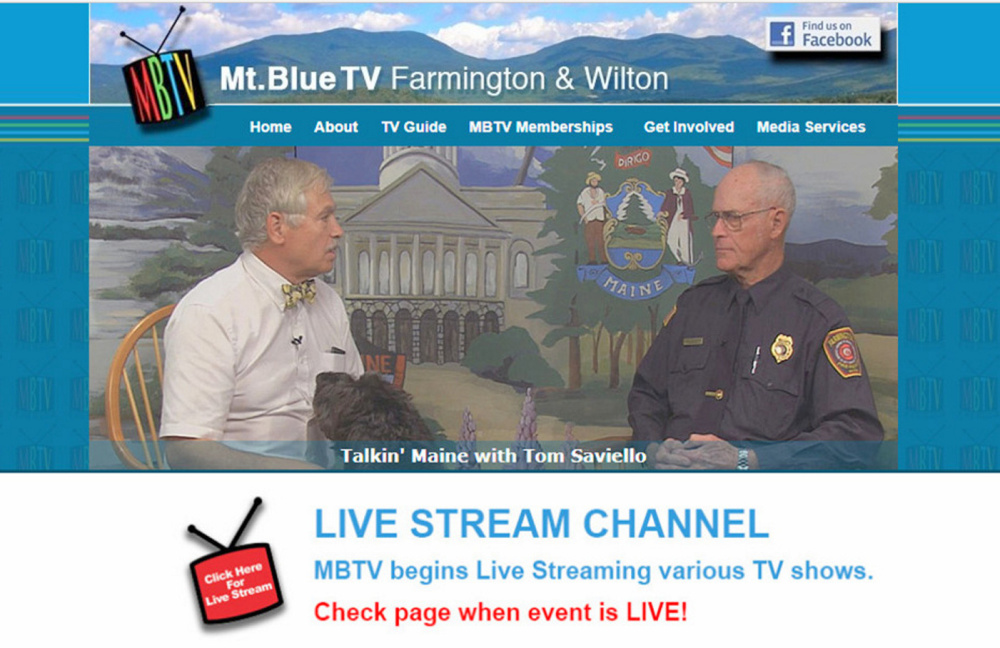 Mt. Blue Community Access TV provides local shows such as "Talkin' Maine with Tom Saviello." Saviello, left, interviews Clyde Ross, deputy chief of Farmington Fire-Rescue. New programming and more sports will be streamed live in 2018 on the station.