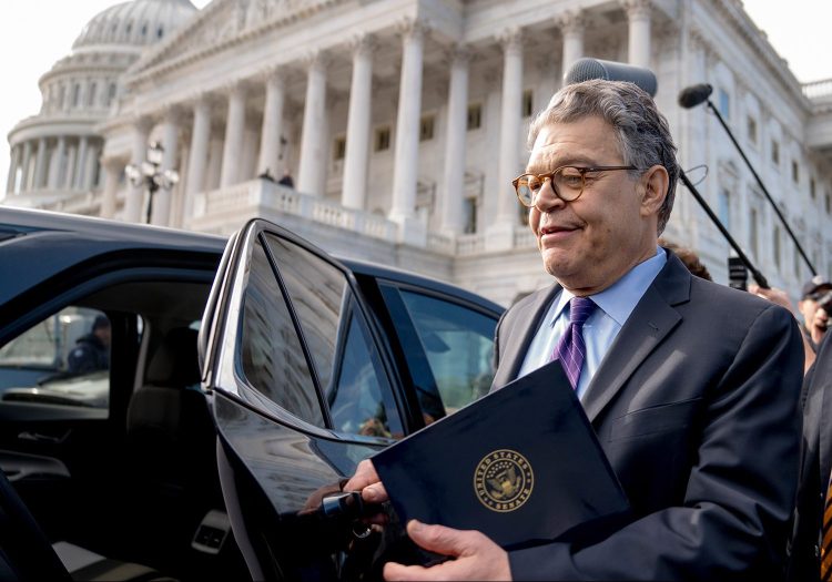 Sen. Al Franken, D-Minn., leaves the Capitol after speaking on the Senate floor Thursday. Franken said he will resign from the Senate in the coming weeks because of a wave of sexual misconduct allegations and a collapse of support from his Democratic colleagues.