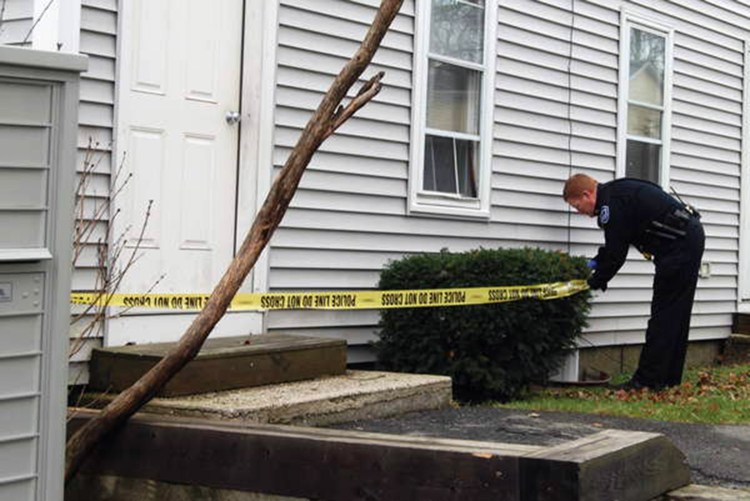The scene of two stabbings is secured on Knox Street in Rockland.