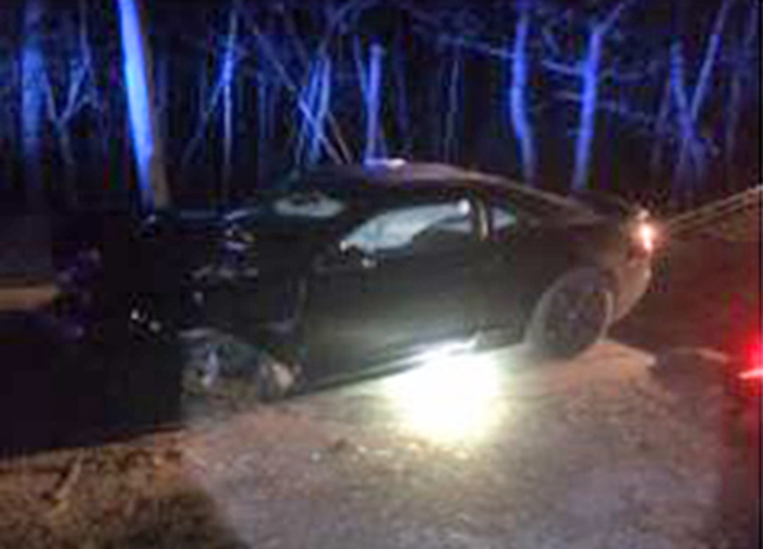 A passerby reported seeing this 2014 Camaro in the woods in Waterboro Sunday night. 