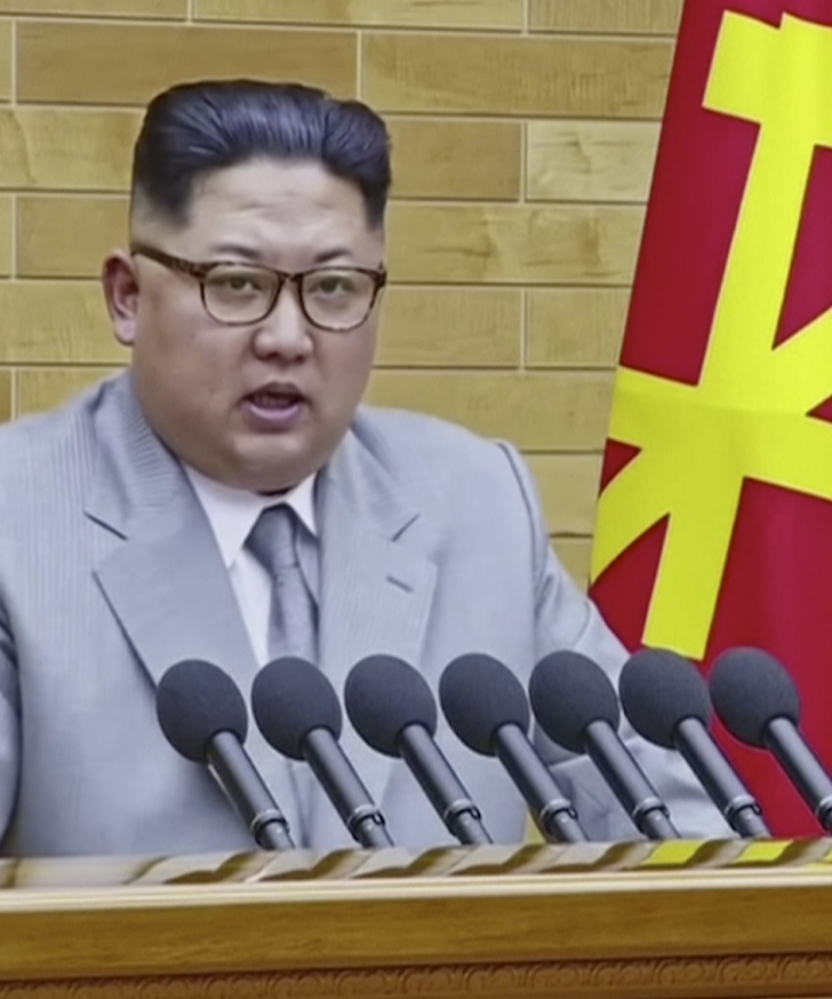 North Korean leader Kim Jong Un delivers his annual New Year's address last Monday.
KRT via AP Video