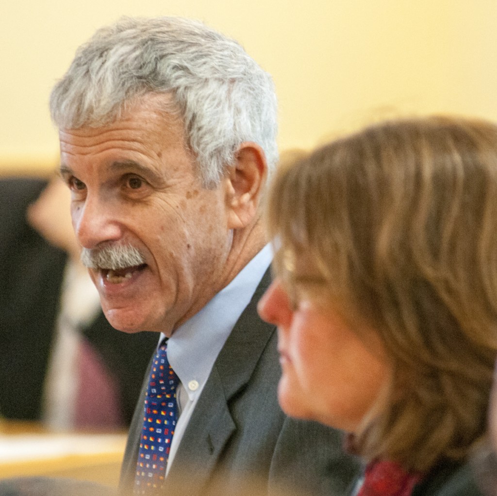 Co-chair Sen. Roger Katz, R-Augusta, speaks at the beginning of Tuesday's hearing by the Marijuana Law Implementation Committee. Katz introduced a bill to extend Maine's moratorium on retail marijuana until May 1.