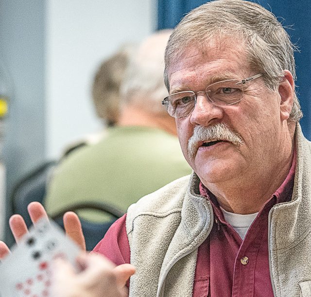 For many seniors who play cribbage every Thursday morning at the Lewiston Recreation Department, volunteer Roger Labbe is their ace in the hole.