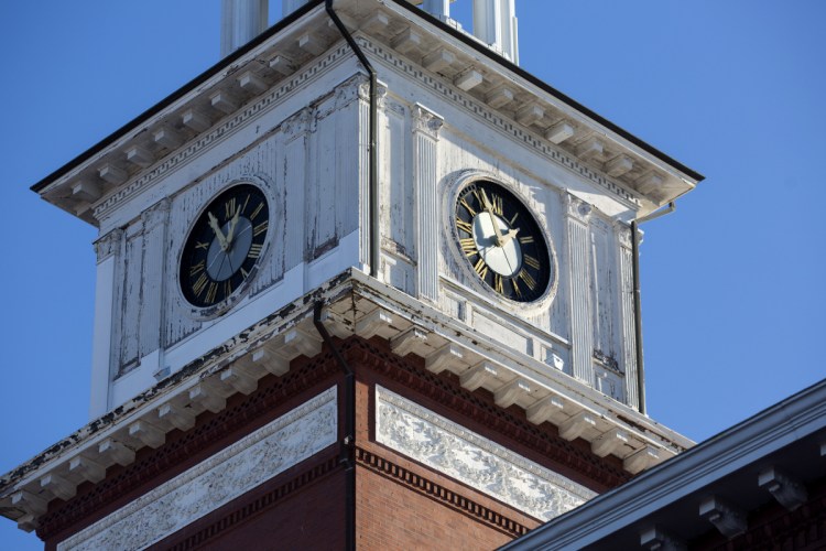 Biddeford's 124-year-old City Hall. Repairs to the clock tower alone would cost an estimated $1.8 million.