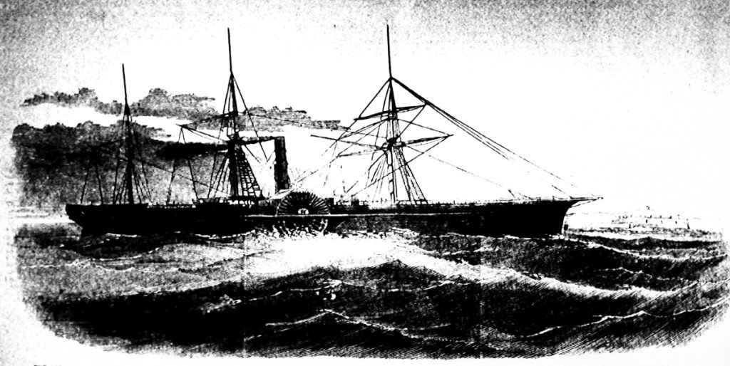 Drawing made available by the Library of Congress shows the U.S. Mail ship S.S. Central America, which sank after sailing into a hurricane in September 1857.