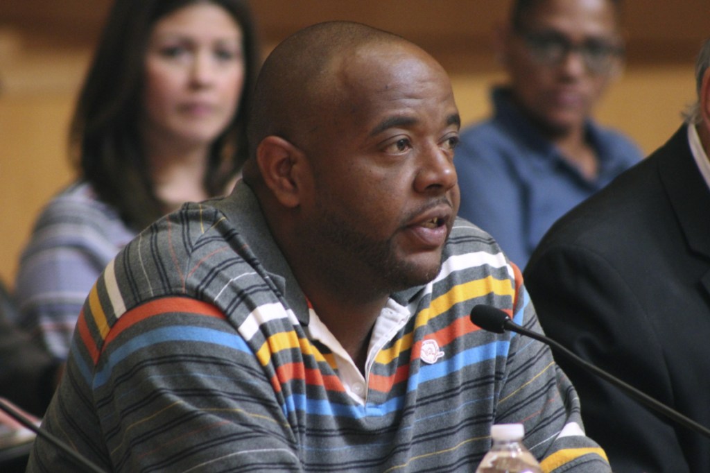 Robert Mickens, whose 15-year-old daughter, Nisa Mickens was killed in an alleged MS-13 killing last September, is shown in June speaking at a congressional hearing in Central Islip, N.Y. President Trump's guests for his State of the Union speech will include the parents of two Long Island teenagers who were believed to be killed by MS-13 gang members.