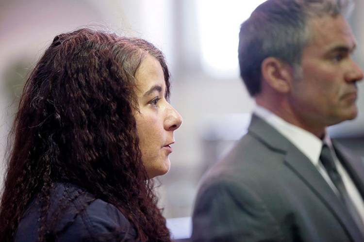 Shawna Gatto with her lawyer Philip Cohen in Lincoln County Superior Court in January.