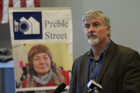 Mark Swann, executive director of Preble Street, says that for his social service agency, the opioid crisis "is as real and as tragic as it comes." Preble Street staff members have become de facto first responders who try to revive clients who overdose.