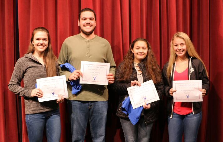 Messalonskee High School December Students of the Month from left are Gabrielle Elkin, Colin Kinney, Victoria Terranova and Katelyn Douglass.