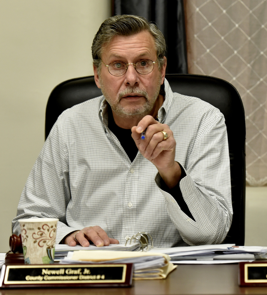 Somerset County Commission Chairman Newell Graf Jr. makes a point during a meeting in Skowhegan on Wednesday.