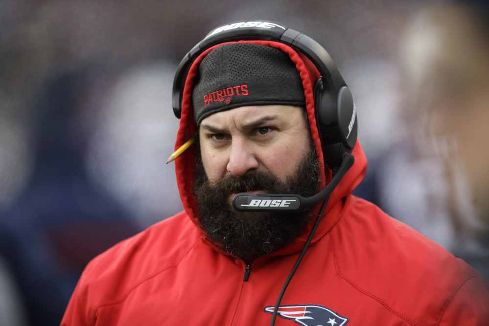 Patriots defensive coordinator Matt Patricia watches from the sideline during the first half of a Dec. 31 game against the New York Jets in Foxborough, Mass.