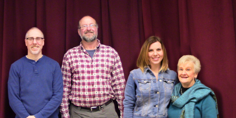 The Rangeley Friends of the Arts voted in new board members at its annual meeting held in December. The new members are, from left, Jeff Zapolsky, Ken McDavitt and Adrian Heatley with outgoing member Millie Hoekstra, who is rotating off the board due to term limits. Throughout 2018, the organization will celebrate its 50th year of promoting the Arts in the Rangeley Region. For more information, visit <a href="http://www.rangeleyarts.org">rangeleyarts.org</a>.