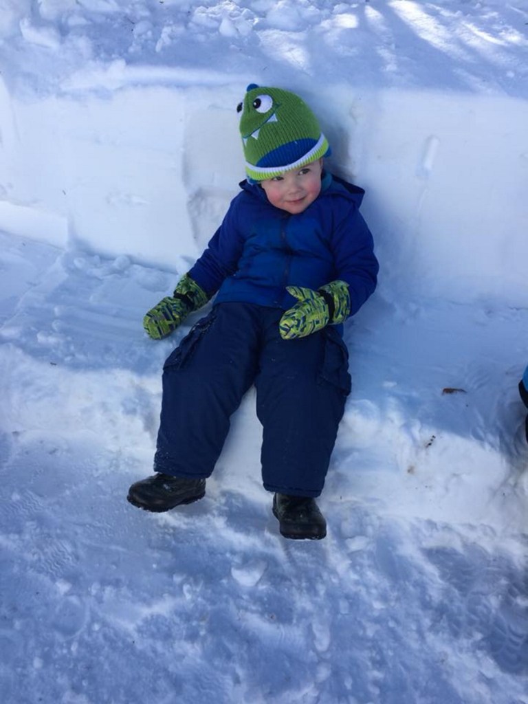 Asher Aldrich takes a break from playing outside at Conley Connections daycare in Skowhegan.