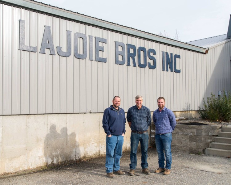 From left, Lajoie Brothers President Greg Lajoie, Vice President John Lajoie and Vice President and Treasurer Joe Lajoie stand outside their building recently on North Belfast Avenue in Augusta. Lajoie Brothers Inc. has been named the Kennebec Valley Chamber of Commerce Large Business of the Year. The company is scheduled to be honored at the Kenney Awards, the chamber's annual awards event, on Jan. 26 at the Augusta Civic Center.