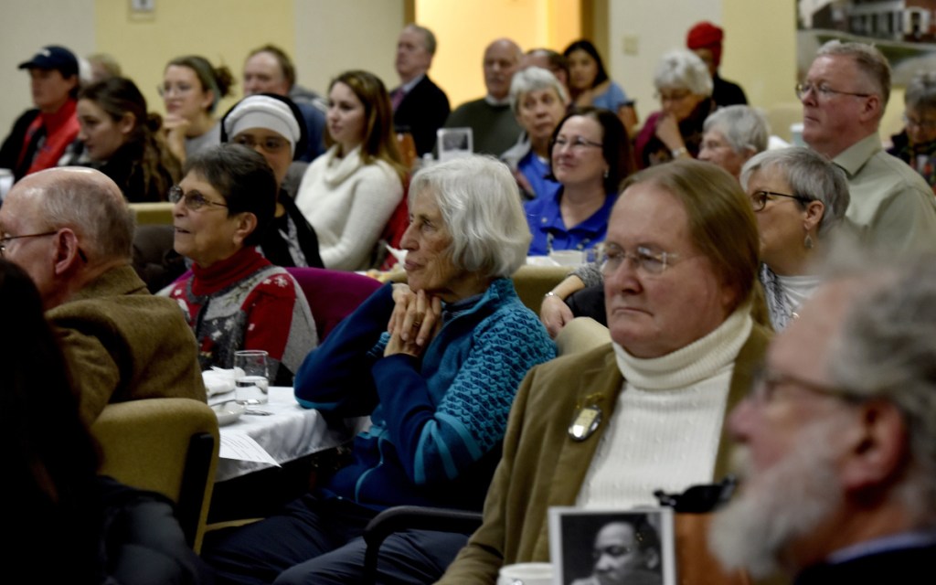 The Muskie Center in Waterville was filled with people who listened to speakers and musicians during the 32nd annual Martin Luther King Jr. Community Breakfast on Monday.