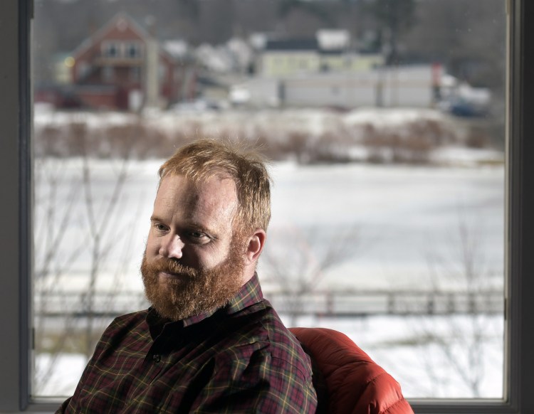 Patrick Wright discusses his resignation as Gardiner's economic development officer from his office overlooking the Kennebec River in Gardiner.