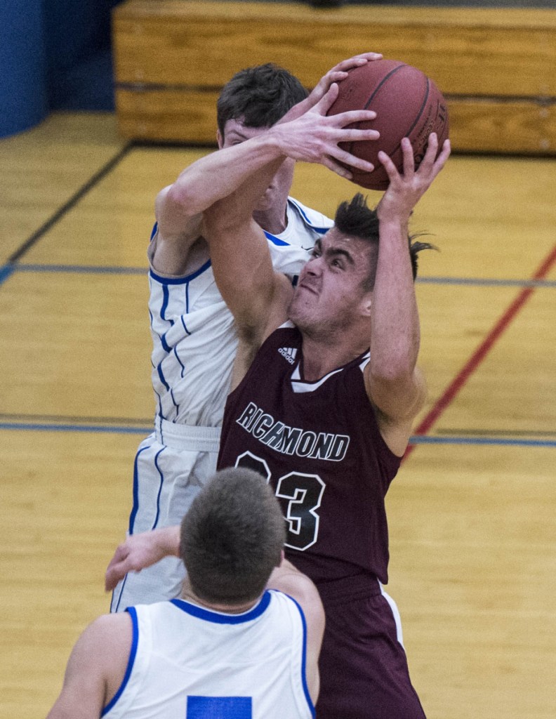 Richmond guard Zach Small, right, is averaging 30.1 points per game for the 9-2 Bobcats this season.