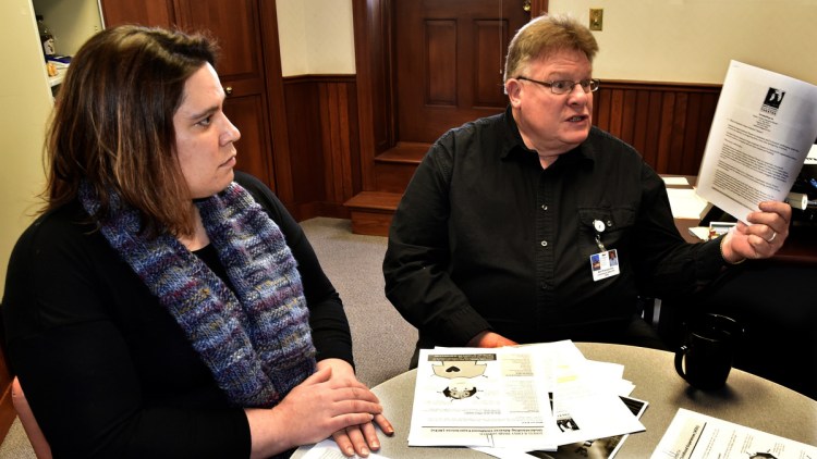 Somerset Public Health drug-free community program coordinator Danielle Denis and community health educator Bill Primmerman discuss the theatrical program to be funded by a grant that is intended to spread awareness of the effects of adverse childhood experiences.
