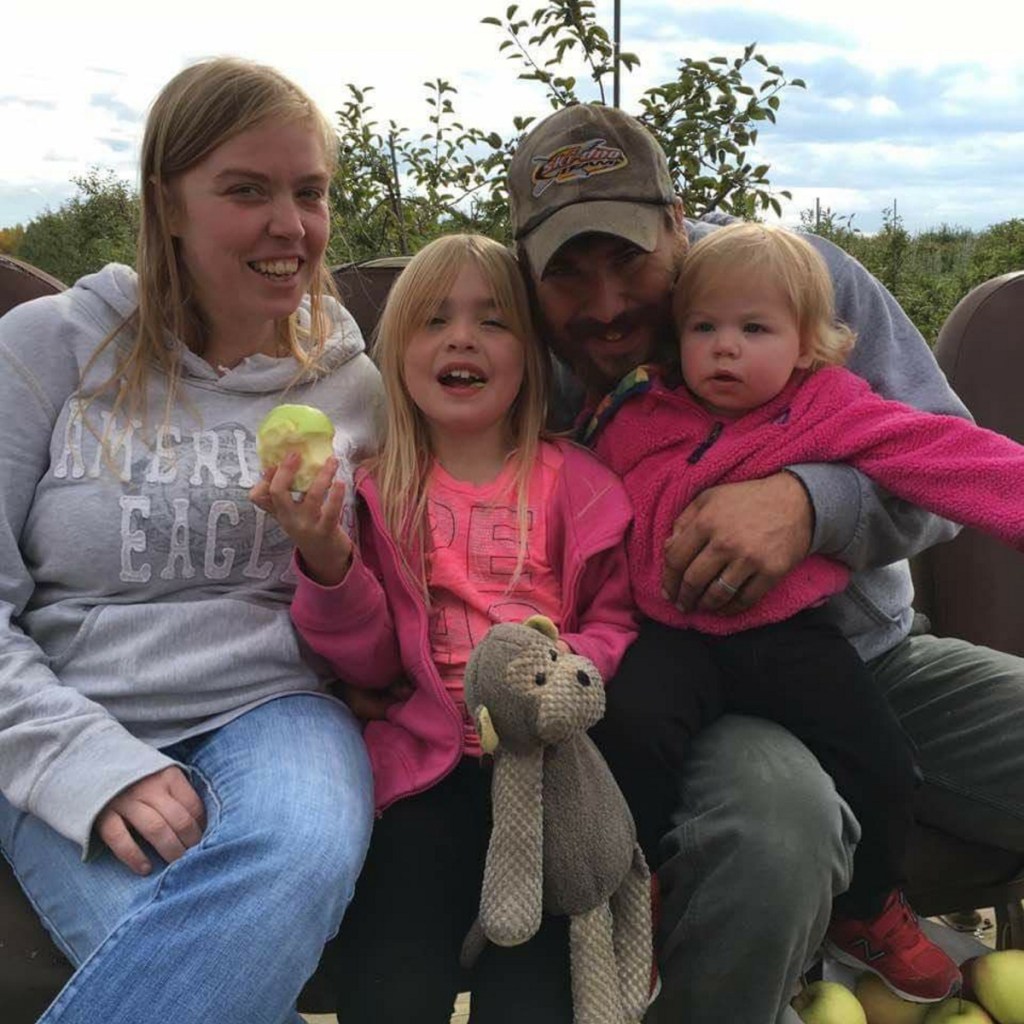 Desiree Strout and Harry Weeks with their daughters, ages 8 and 2. Strout, nine months pregnant, was on her way to Redington-Fairview Hospital in Skowhegan to have labor induced when the vehicle she was driving hit black ice and she lost control of it. She died in the ambulance taking her to the hospital. Weeks suffered a punctured lung and a lacerated liver.