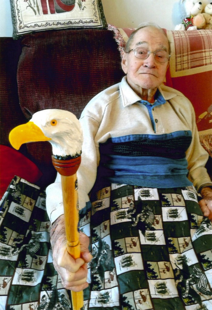 Erwin Tyler, 96, of Winslow, was recently presented the Eagle Cane at a dinner held in his honor.