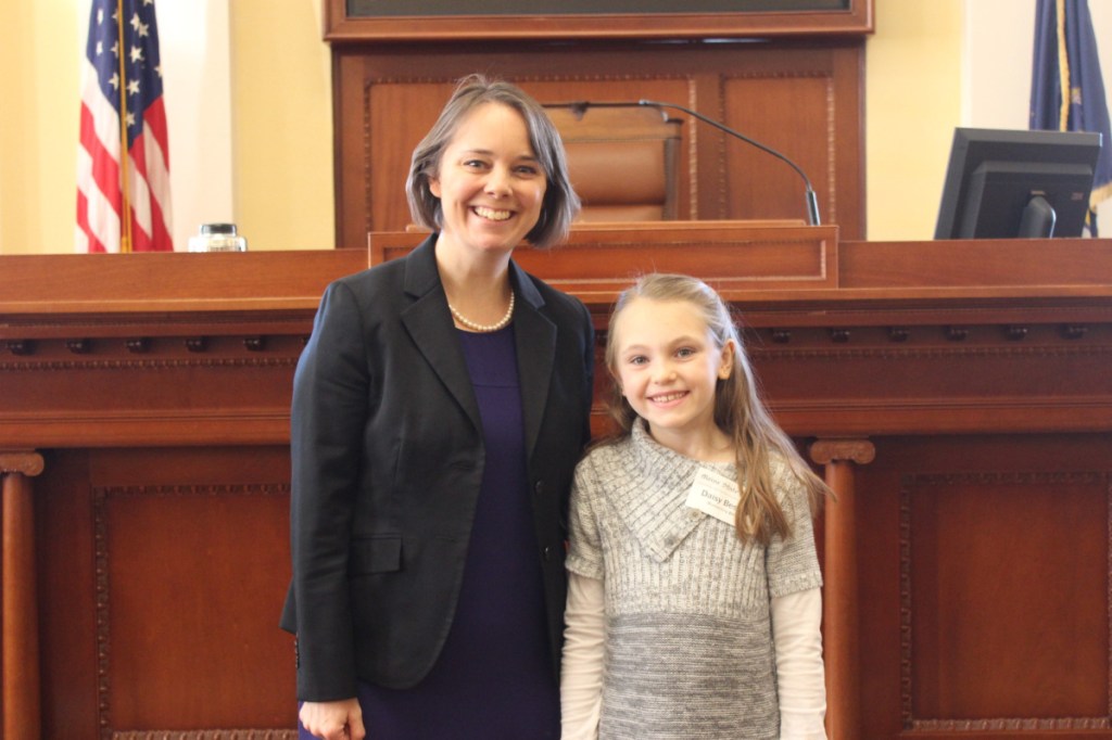 Kennebec Montessori student Daisy Bessey, right, spent a day with Sen. Bellows as an Honorary Page.