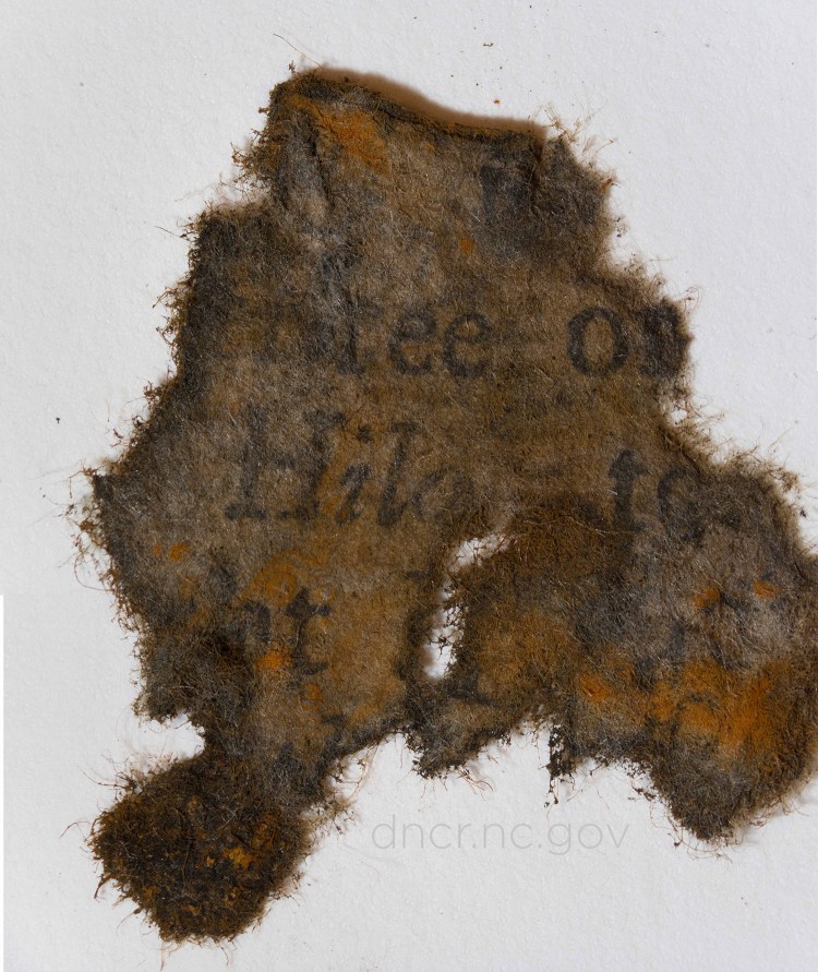 This piece of paper from a book was found on board Blackbeard's ship the Queen Anne's Revenge. To find paper in the 300-year-old shipwreck in warm waters is "almost unheard of," said Erik Farrell, a conservator at the QAR Conservation Lab in Greenville, North Carolina. 