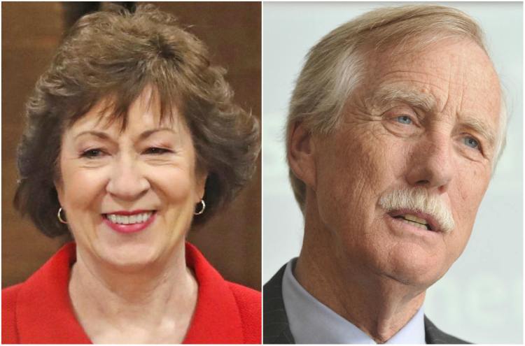 Sens. Susan Collins, a Republican, and Angus King, an independent