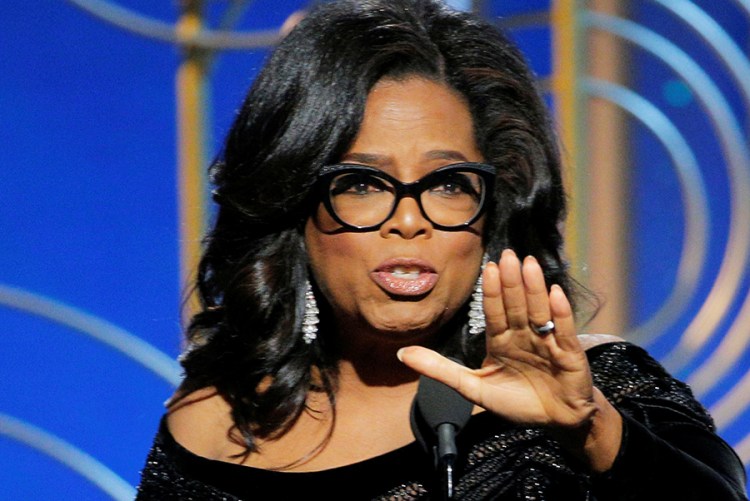 Oprah Winfrey speaks after accepting the Cecil B. Demille Award at the 75th Golden Globe Awards. 