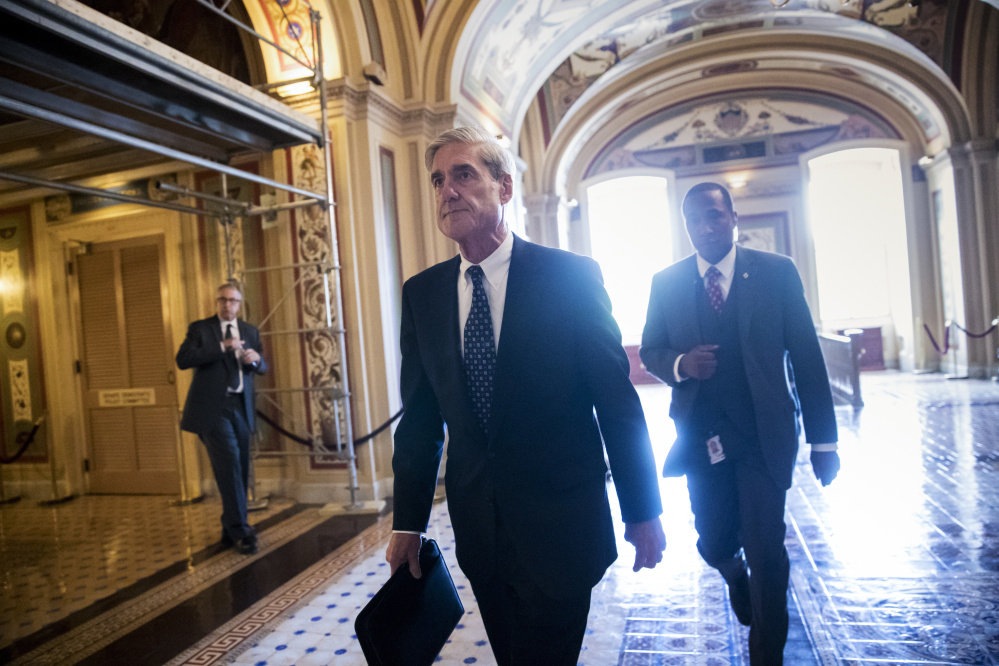 Special Counsel Robert Mueller departs the Capitol after a closed-door meeting with members of the Senate Judiciary Committee about Russian meddling in the election and possible connection to the Trump campaign.